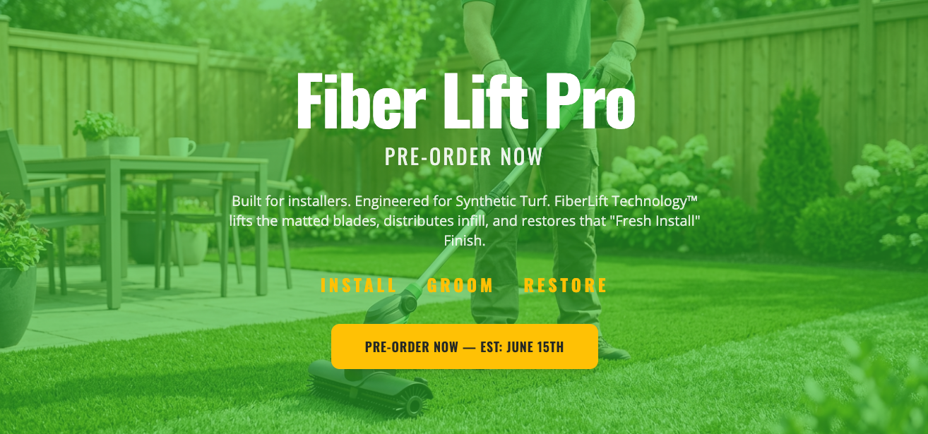 fiber lift pro - 20v cordless artificial turf sweeper (pre-sale - ships in june)