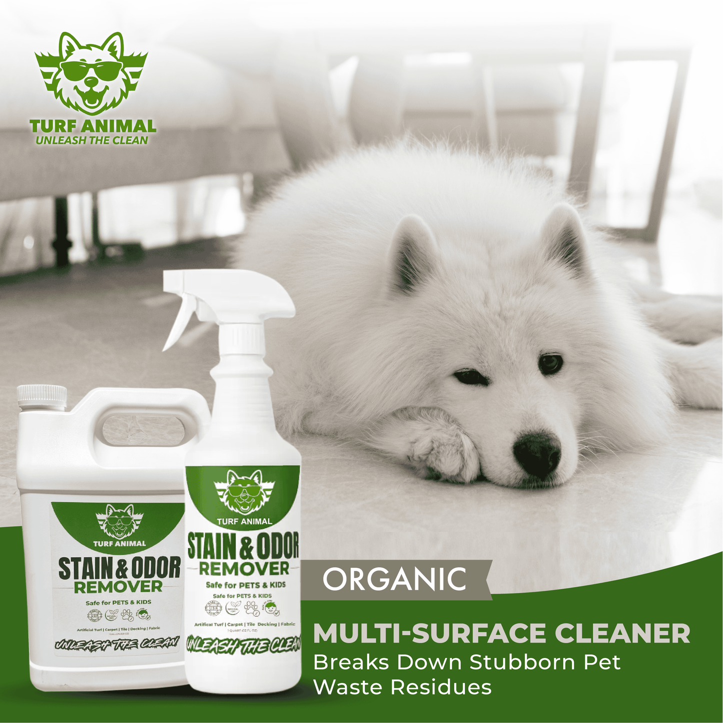#1 organic artificial turf cleaner turf animal – 32oz. concentrate