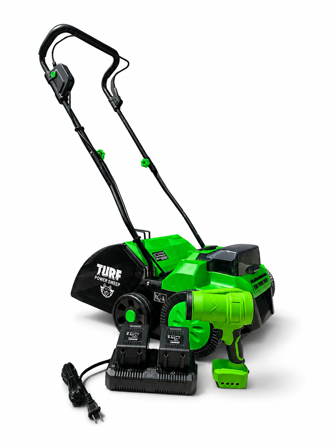 (ships late june) - turf power sweep™ max + turf power jet™ | 40v cordless artificial turf sweeper & blower combo, lifts flattened fibers, removes debris & pet hair