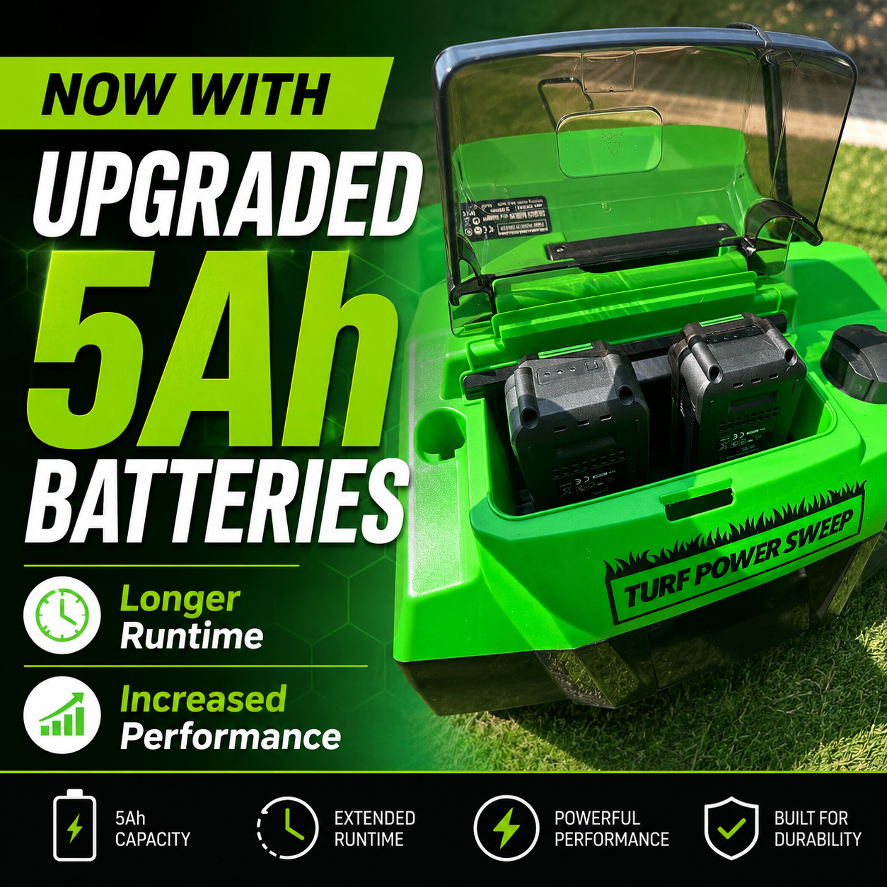 (ships late june) - turf power sweep™ max + turf power jet™ | 40v cordless artificial turf sweeper & blower combo, lifts flattened fibers, removes debris & pet hair