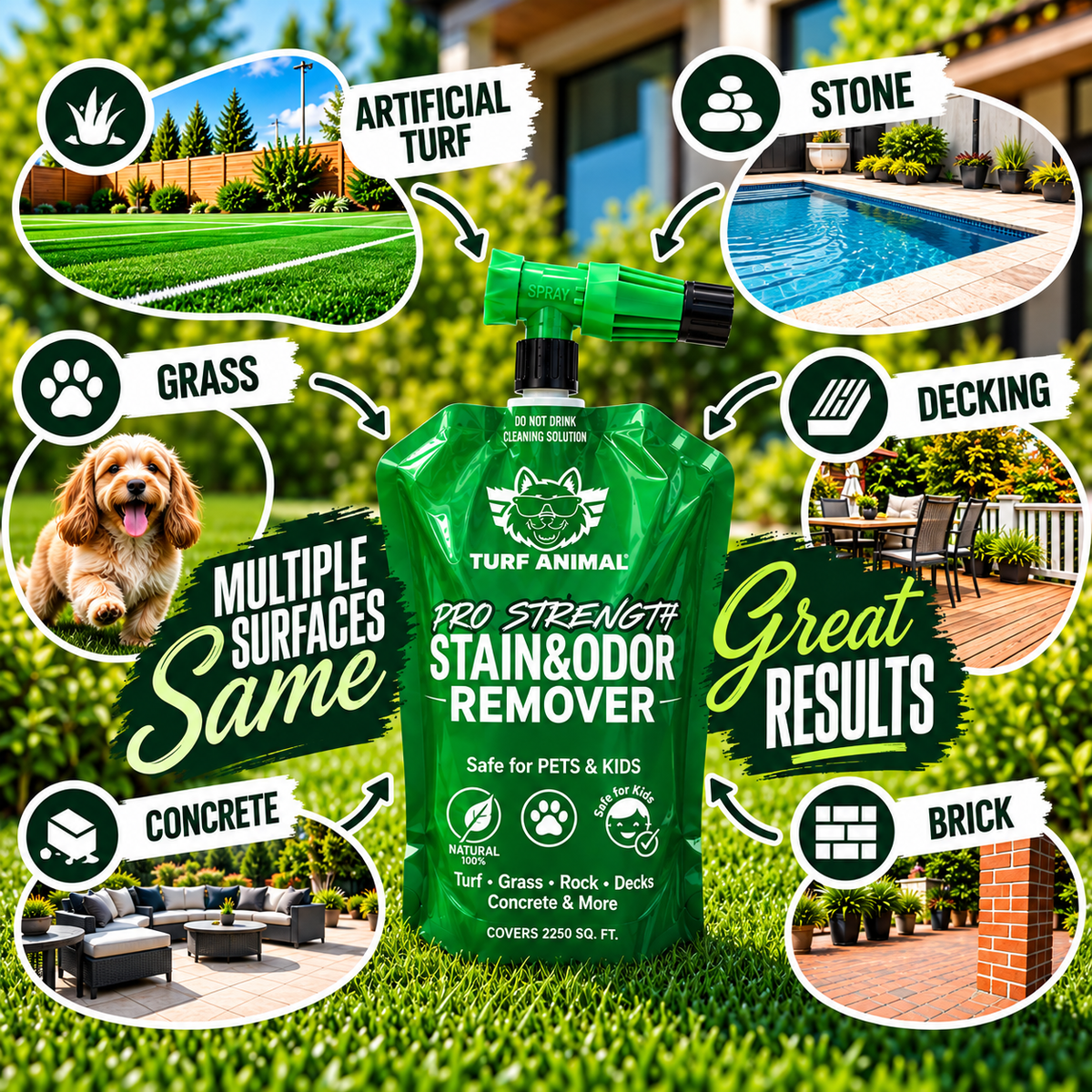 (2 pack refill) turf animal pro strength outdoor odor remover
