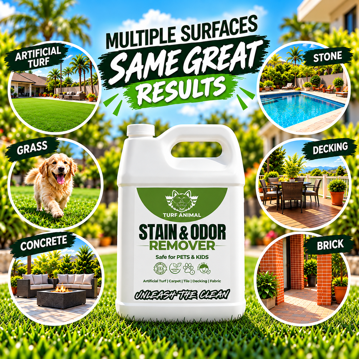 (1 gallon) turf animal original - organic artificial turf cleaner