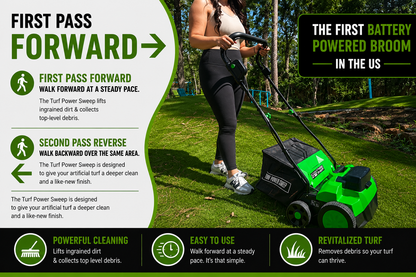 (SHIPS LATE JUNE) - Turf Power Sweep™ MAX + Turf Power Jet™ | 40V Cordless Artificial Turf Sweeper & Blower Combo, Lifts Flattened Fibers, Removes Debris & Pet Hair