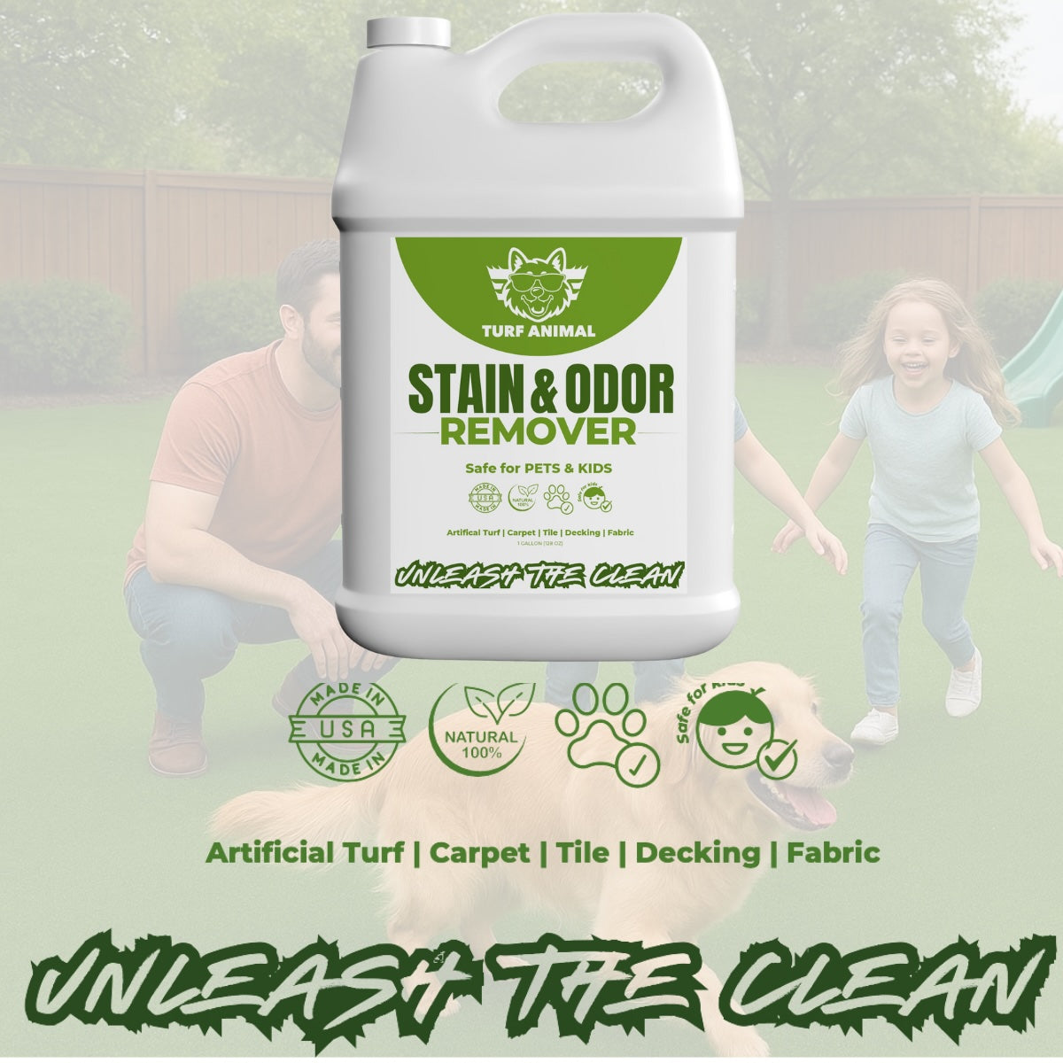 #1 organic artificial turf cleaner turf animal – 1 gallon concentrate