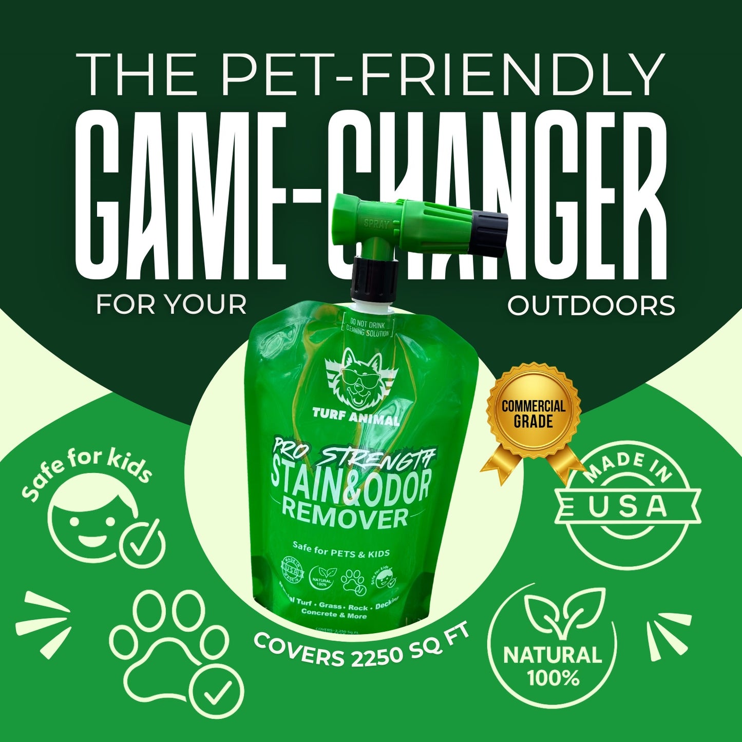 (2 pack refill) turf animal pro strength outdoor odor remover