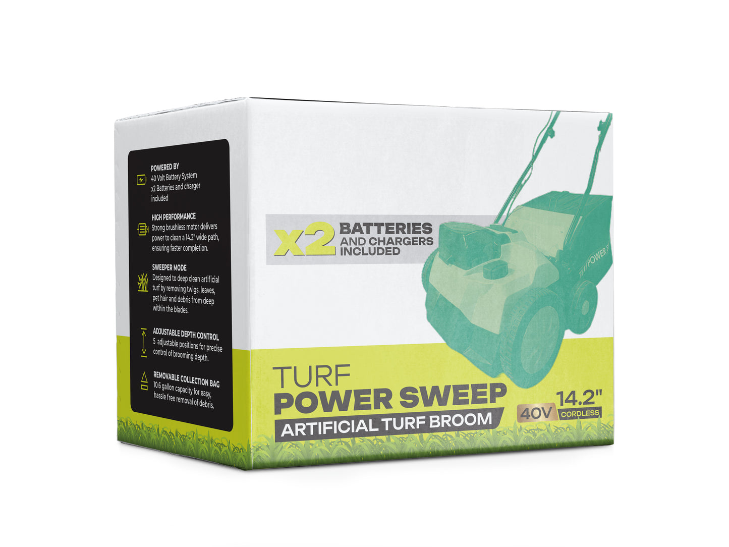 the original #1 battery powered turf power sweep