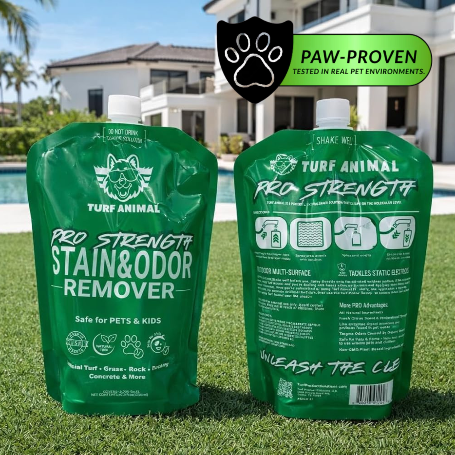 (2 pack refill) turf animal pro strength outdoor odor remover