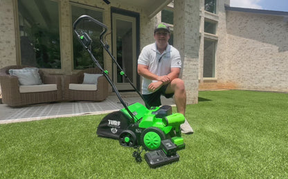 (SHIPS LATE JUNE) - Turf Power Sweep™ MAX + Turf Power Jet™ | 40V Cordless Artificial Turf Sweeper & Blower Combo, Lifts Flattened Fibers, Removes Debris & Pet Hair